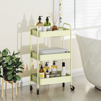 HOMCOM Three-Tier Steel Storage Trolley - Green 