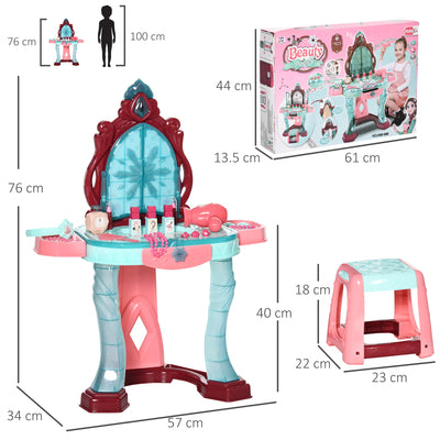 AIYAPLAY 31 Piece Kids Dressing Playset, with Magical Princess Mirror, Light and Sound - Pink and Blue 