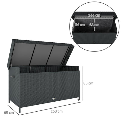 Outsunny 627 L Rattan Storage Box - Black 