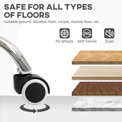 HOMCOM Velvet-Feel Office Chair with Adjustable Height and Wheels - Cream White