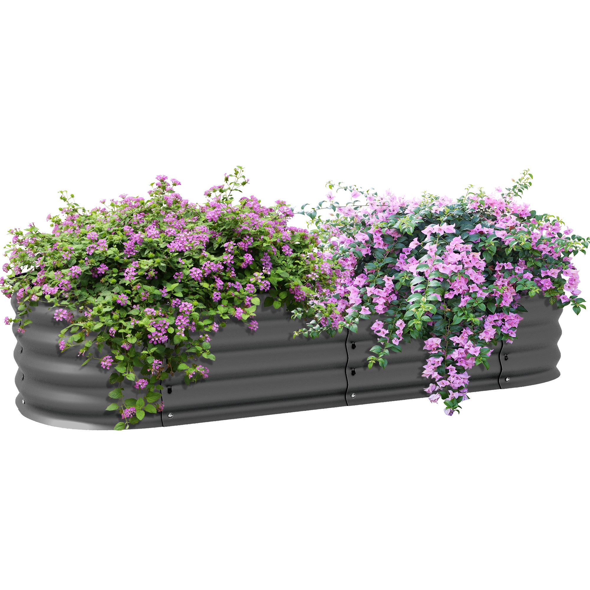 Outsunny Galvanised Raised Garden Bed, Metal Planter Box with Safety Edging, for Flowers, Herbs, Succulents, Dark Grey 