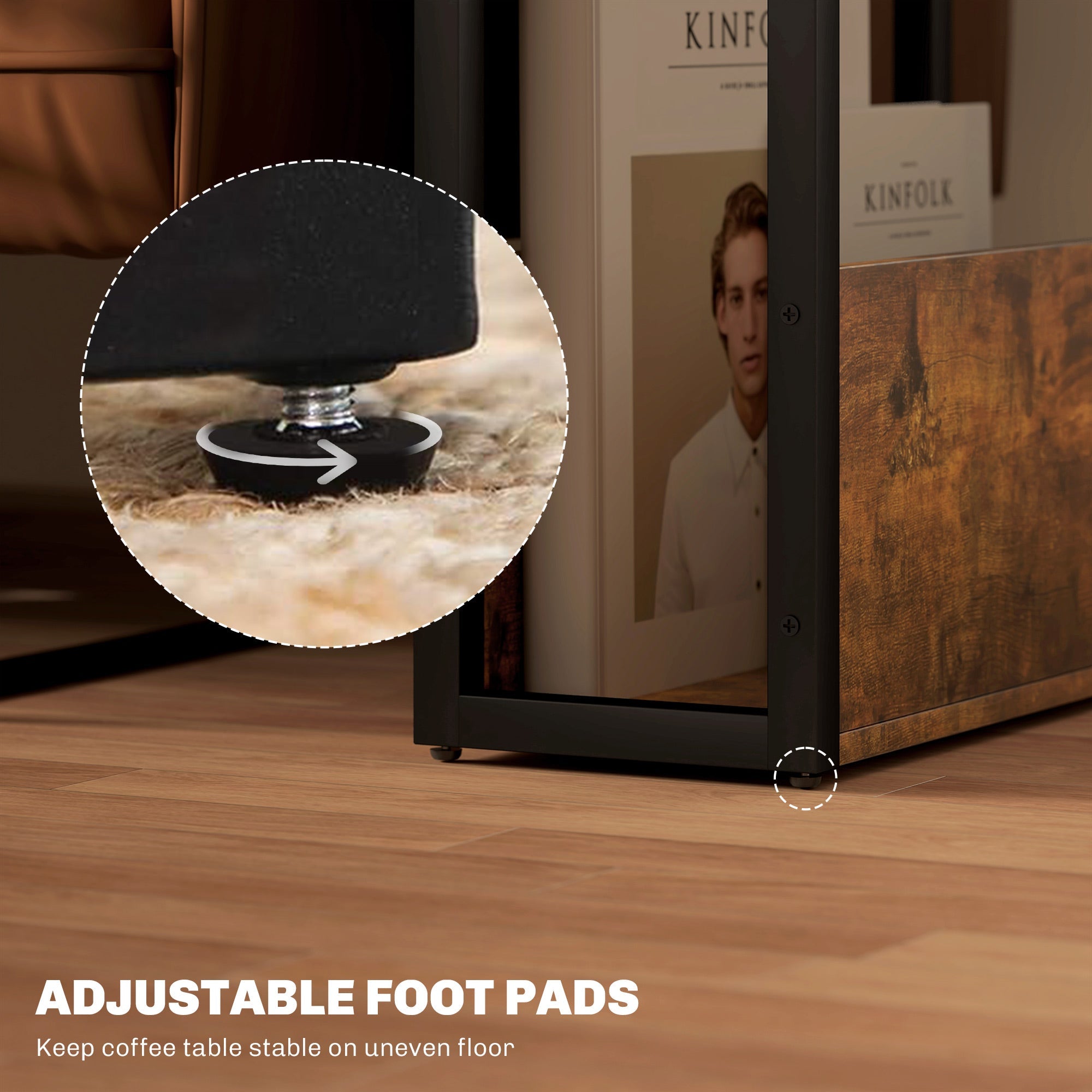 HOMCOM Industrial-Style Side Table - Black/Brown 