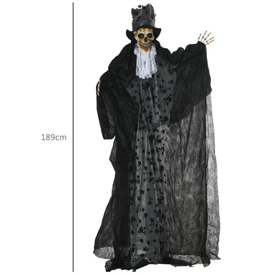 Outsunny 189cm Life Size Outdoor Halloween Decorations Ghost Bridegroom, Animated Prop Animatronic Decor with Sound and Motion Activated, Light Up Eyes, Howling Sound 