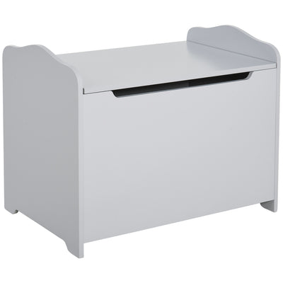 HOMCOM Wooden Kids Toy Box Children Storage Organizer Chest Safety Hinge Playroom Furniture Grey 
