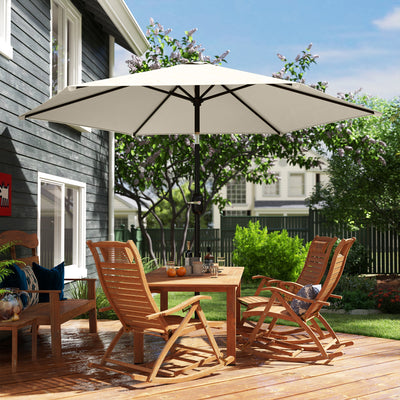 Outsunny 2.6 m Garden Parasol Umbrella with Aluminium Pole, Outdoor Patio Umbrella with Tilt and Crank, Vent, Cream White 
