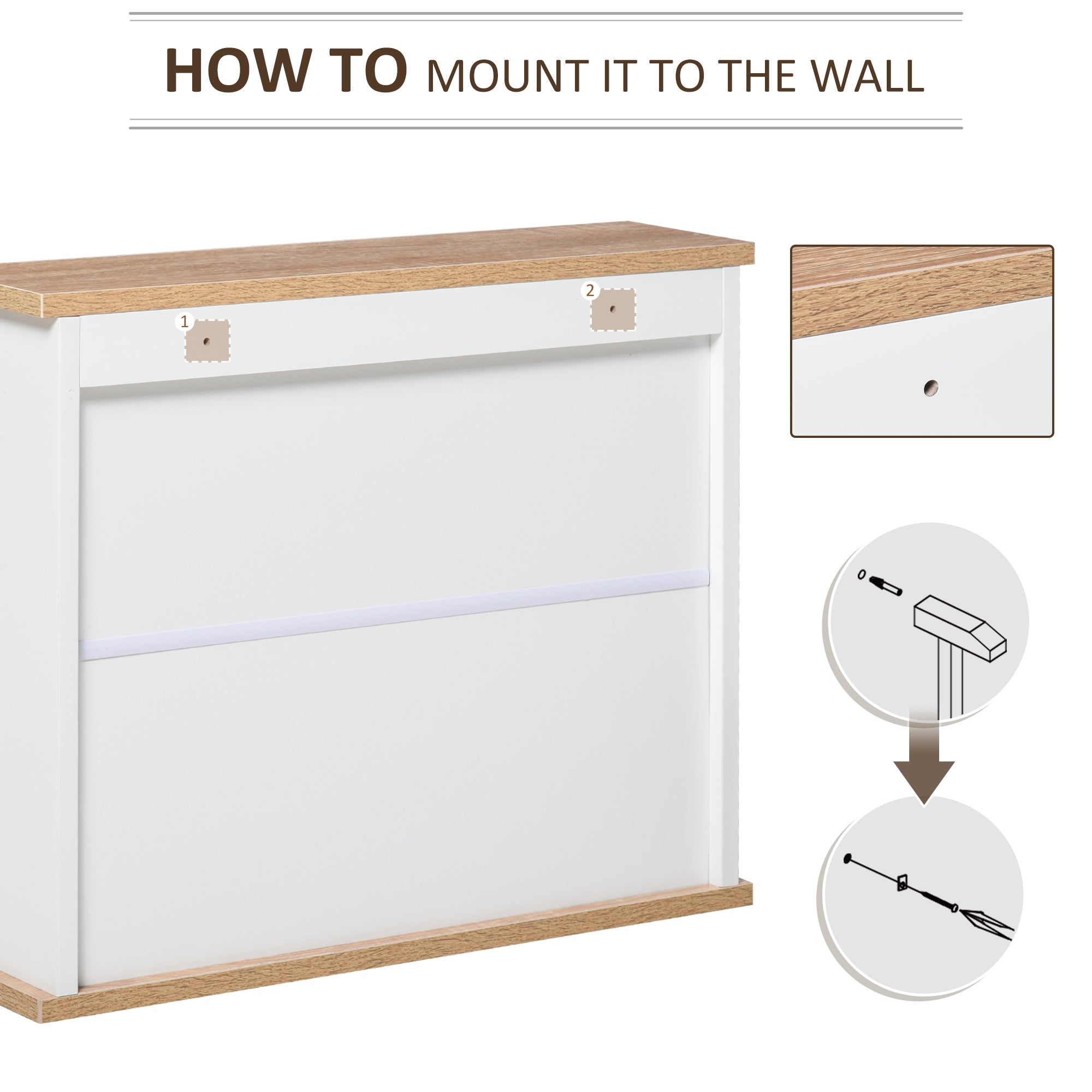 kleankin Bathroom Furniture Set, Mirror Cabinet Wall Mounted with Adjustable Shelf, Bathroom Sink Cabinet with Storage, White and Wood Grain 