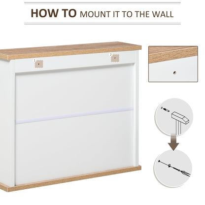 kleankin Bathroom Furniture Set, Mirror Cabinet Wall Mounted with Adjustable Shelf, Bathroom Sink Cabinet with Storage, White and Wood Grain 