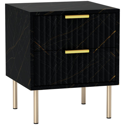 HOMCOM Elegant Two-Drawer Bedside Table - Black 