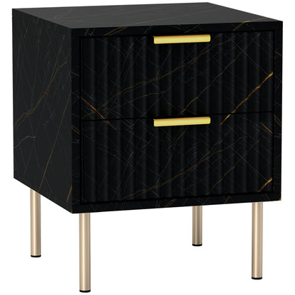 HOMCOM Elegant Two-Drawer Bedside Table - Black 