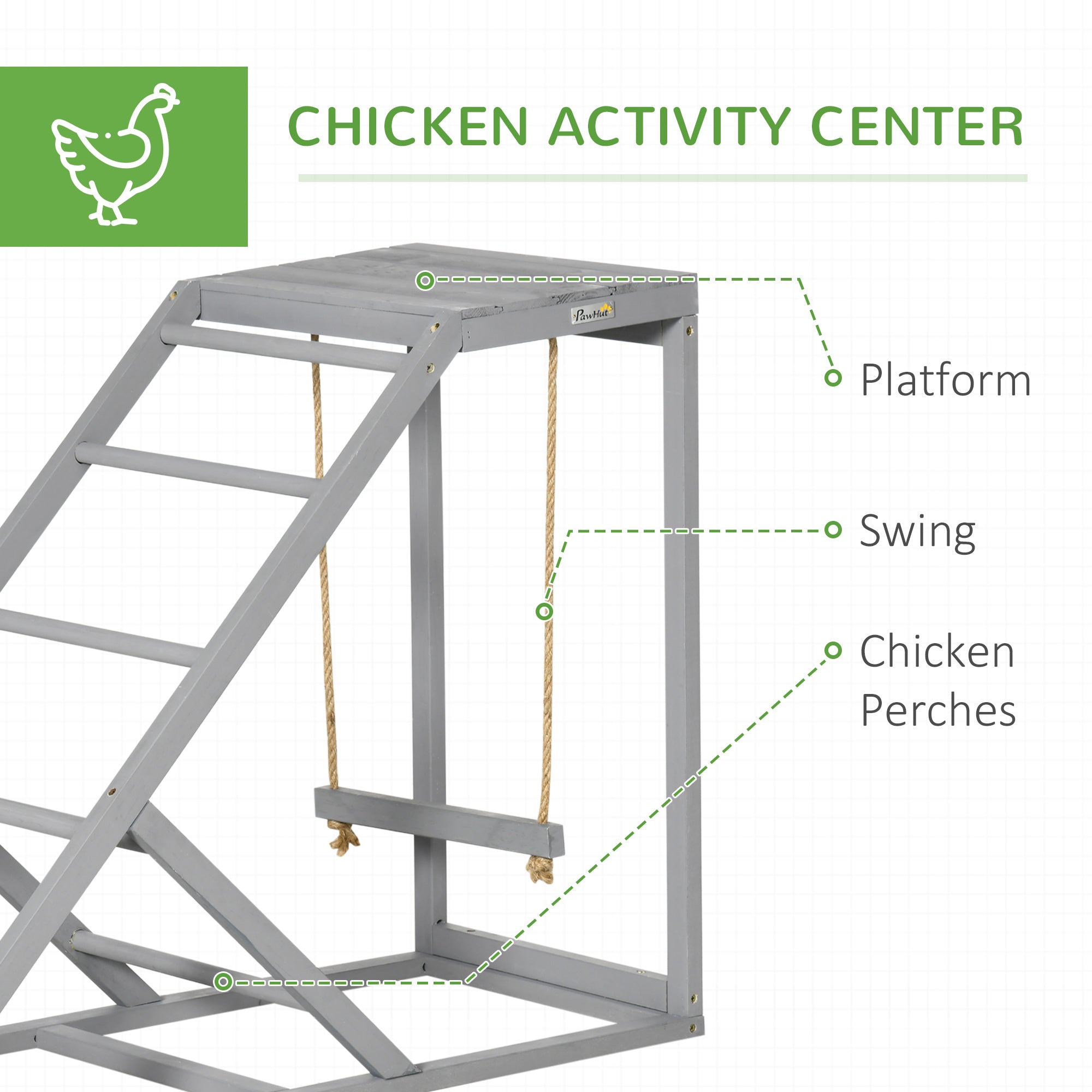 PawHut Walk In Chicken Run with Chicken Activity Shelf and Cover, 3 x 2 x 2m