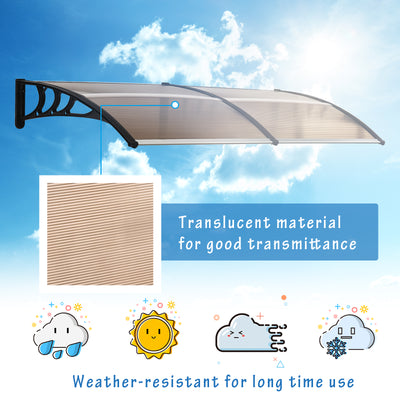 Outsunny 75 x 195 cm Curved Door Window Awning Canopy, Polycarbonate Cover Front Door Outdoor Patio, UV Rain Snow Protection Shelter, Brown 