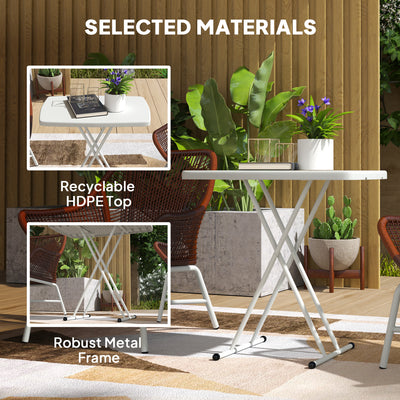 Outsunny Minimal Folding Outdoor Table - White 