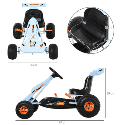 HOMCOM Kids Children Pedal Go Kart Manual Ride On Car w/ Brake Gears Steering Wheel Adjustable Seat Outdoor Fun Vehicle 97 x 66 x 59 cm 