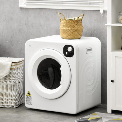 HOMCOM 6kg Vented Tumble Dryer, Freestanding, Wall Mounted, Stackable, Portable Dryer with 7 Programmers, White 