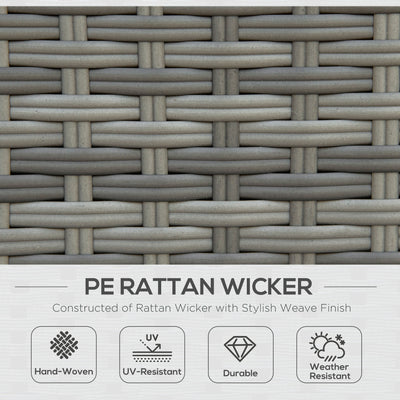 Outsunny Seven-Piece Rattan Garden Sofa Set, with Expanding Table - Grey 