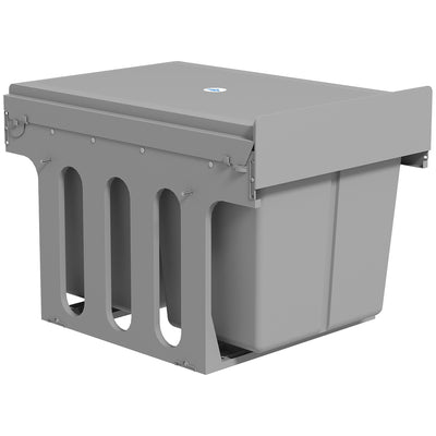 HOMCOM Pull Out Bin, Under Sink Bin - 2 Removable Compartments (15L Each) for 400mm Cabinets, Light Grey 
