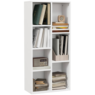 HOMCOM Seven-Cube Bookcase - White Wood Effect 