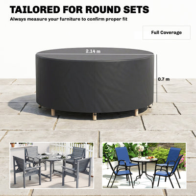 Outsunny Round Garden Furniture Cover, Waterproof Garden Table Cover, 420D Heavy Duty Oxford for Outdoor, Dia.214 x 70 cm, Black 