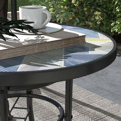 Outsunny \'ce\'a660 Garden Table, with Glass Printed Tabletop - Multicolour 