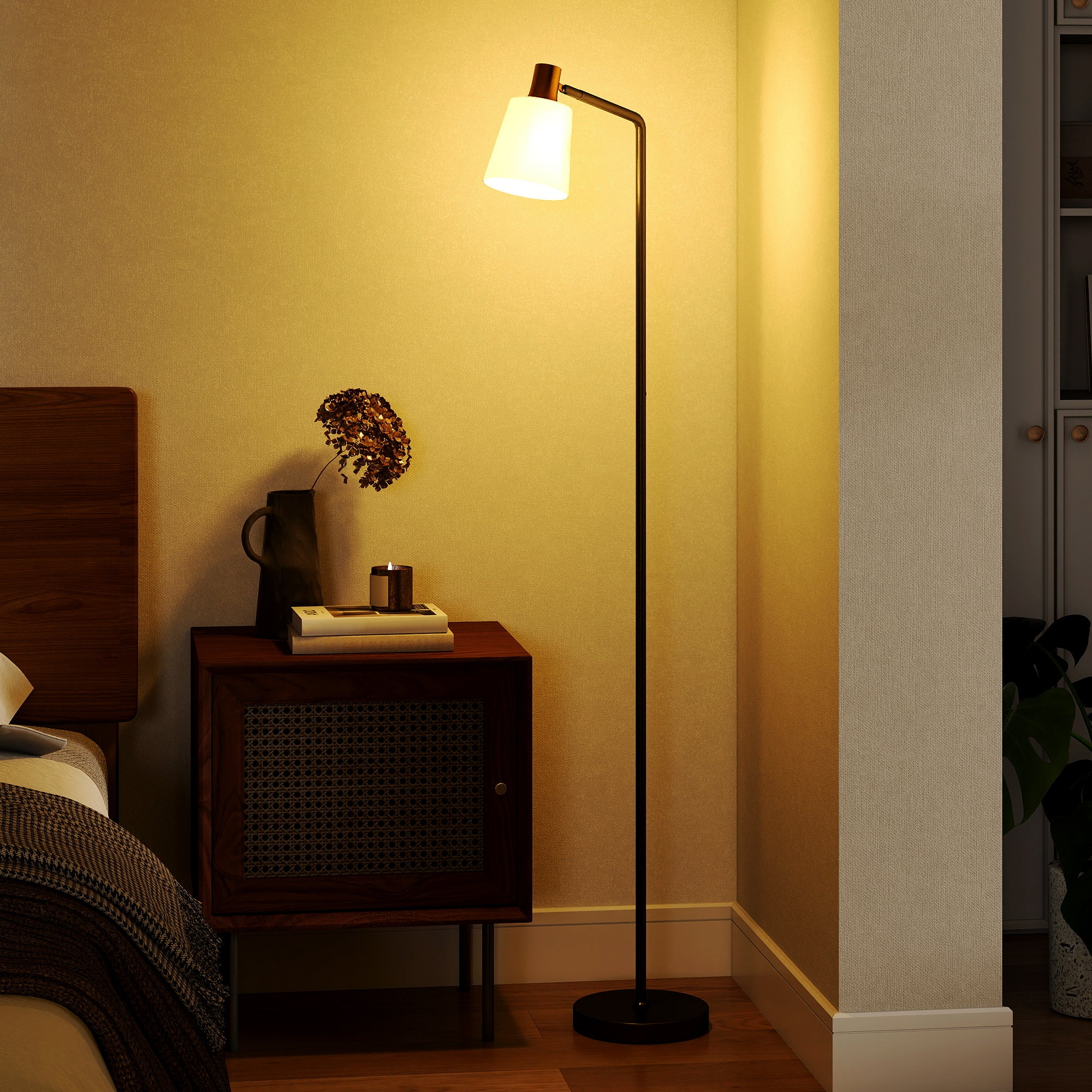 HOMCOM Floor Lamp with 350° Rotatable Head, Modern Standing Lamp with 3000K/4000K/6500K Colour Temperatures for Living Room Bedroom Office, Black 