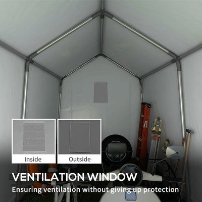 Outsunny 3.6 x 2.1m Portable Outdoor Shed, with Window - Dark Grey 