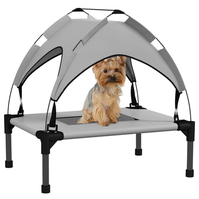 PawHut Cooling Raised Pet Bed w/ Washable Breathable Mesh, for Mini Small Dogs, 61 x 46 x 63cm - Light Grey 