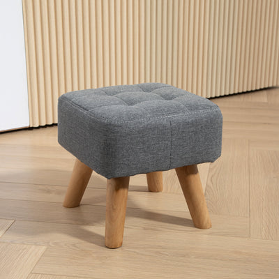 HOMCOM Linen-Look Square Padded Footstool - Grey 