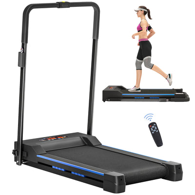 HOMCOM Folding Motorised Home Treadmill Walking Machine with LCD Monitor, Blue 
