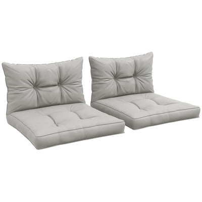 Outsunny 2-Piece Seat Cushions Back Pillows Replacement, Patio Chair Cushions Set for Indoor Outdoor, Light Grey 
