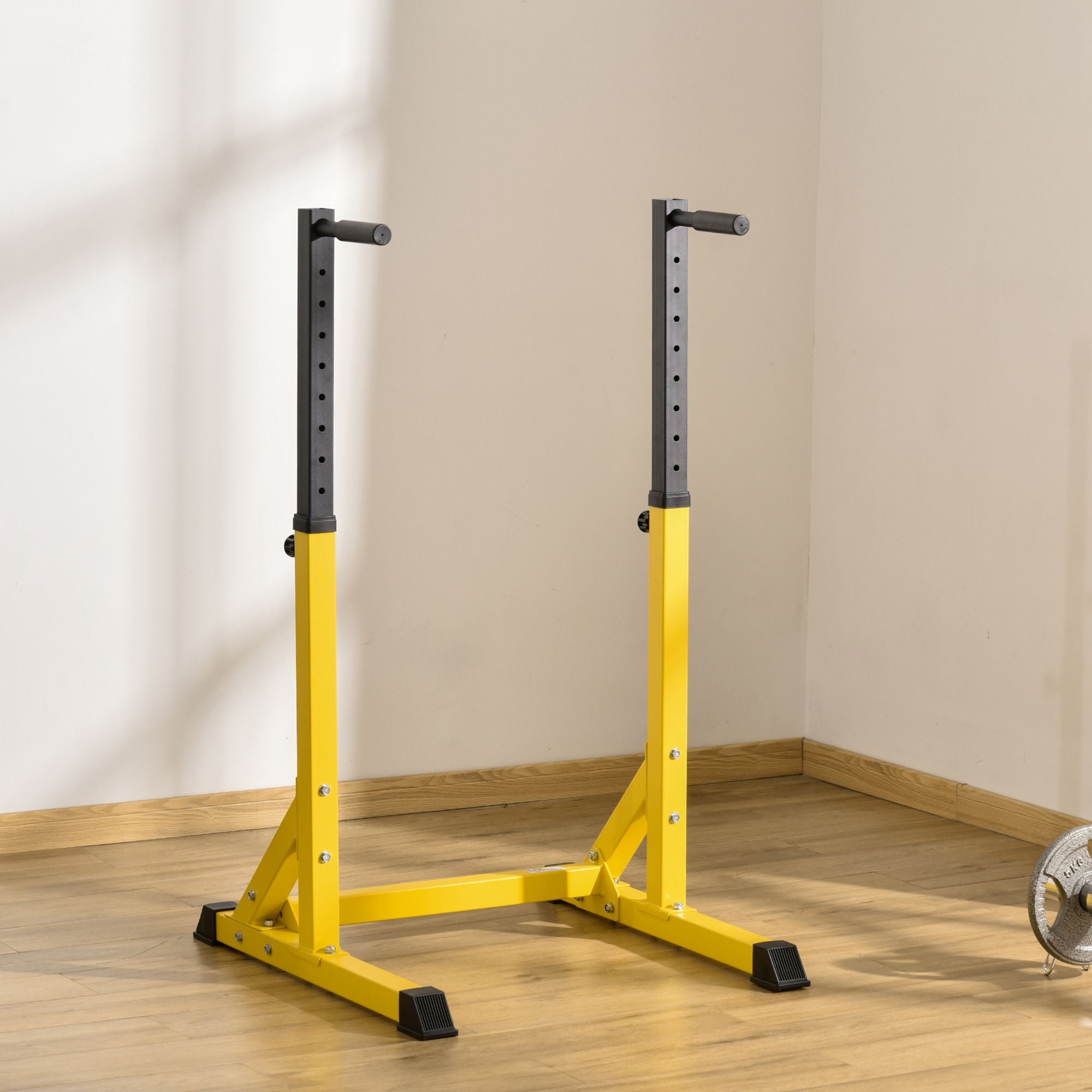 HOMCOM 83.5L x 71.5W x 126H cm Dip Station Chin Up Parallel Bars Pull Up Power Tower Home Gym Workout Bicep Tricep Fitness Equipment Height Adjustable 