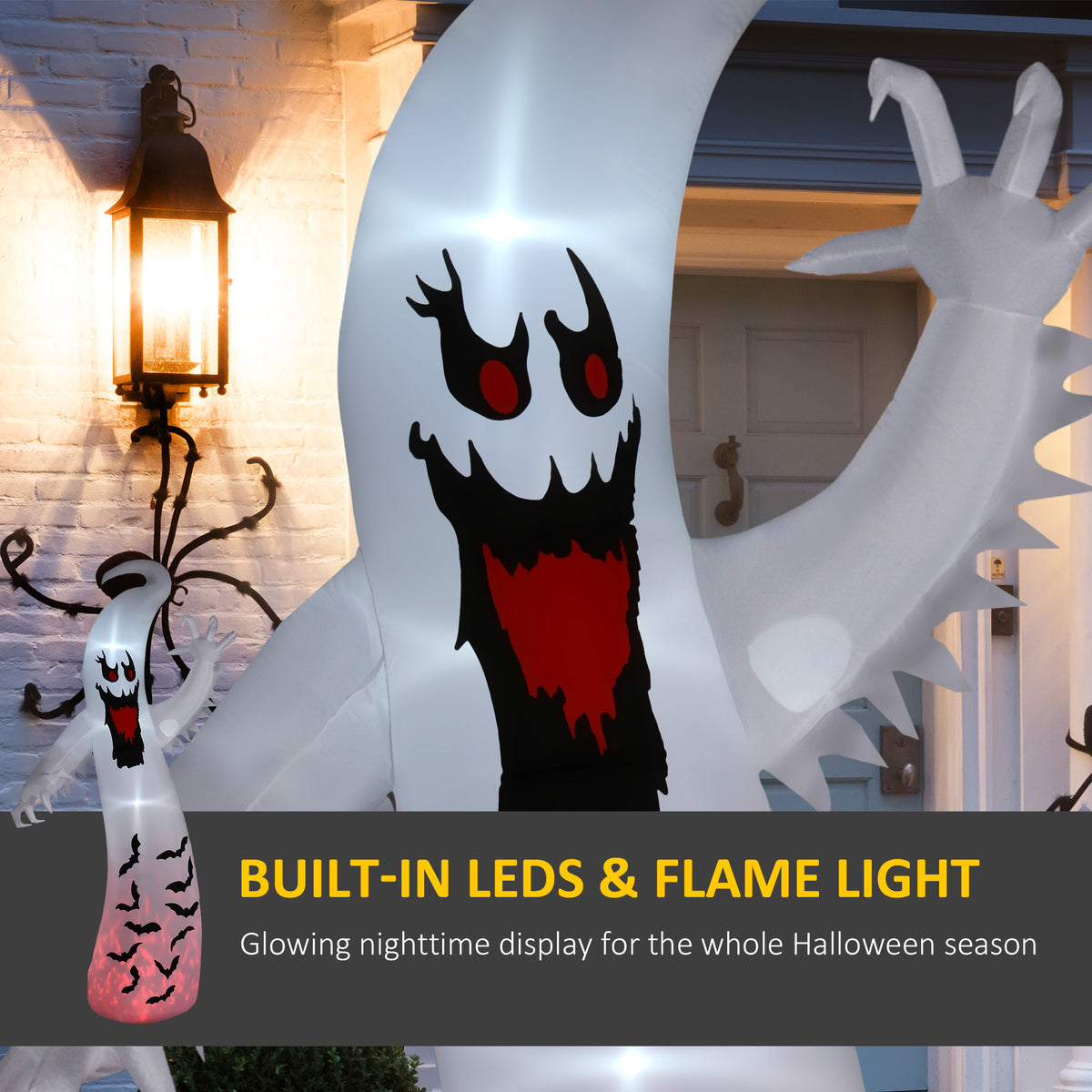 Outsunny 11.8ft Scary Inflatable Ghost Halloween Decoration, with Accessories 
