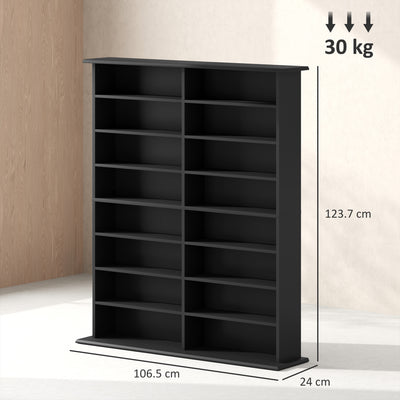 HOMCOM 16-Compartment Media Shelf - Black 