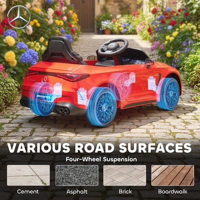 AIYAPLAY Licensed Mercedes AMG Kids Electric Car, 12V Ride On Car with Dual Motors, Remote Control for 3-6 Years, Red 