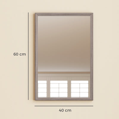 HOMCOM Wall Bathroom Mirror, 40 x 60 cm Wall-Mounted Mirror for Living Room, Bedroom, Hallway, Grey 