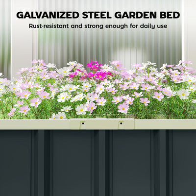 Outsunny Galvanised Raised Garden Bed, 5 x 2 x 1 ft Metal Planter with Gloves and Folded Edging, Dark Grey 