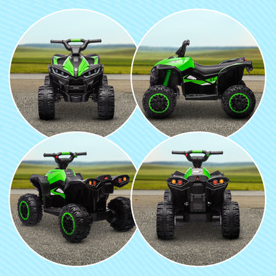 HOMCOM 12V Ride-On Quad Bike w/ Music, Horn, for Ages 3-5 Years - Green 