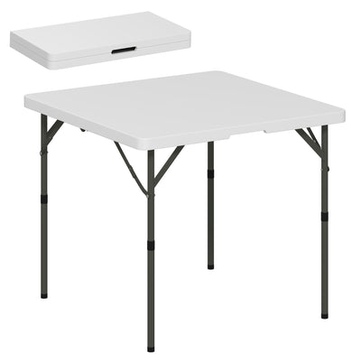 Outsunny 3ft Folding Camping Table, Heavy Duty Picnic Table with 2 Adjustable Height for Indoor Outdoor Garden, Party, BBQ, White 