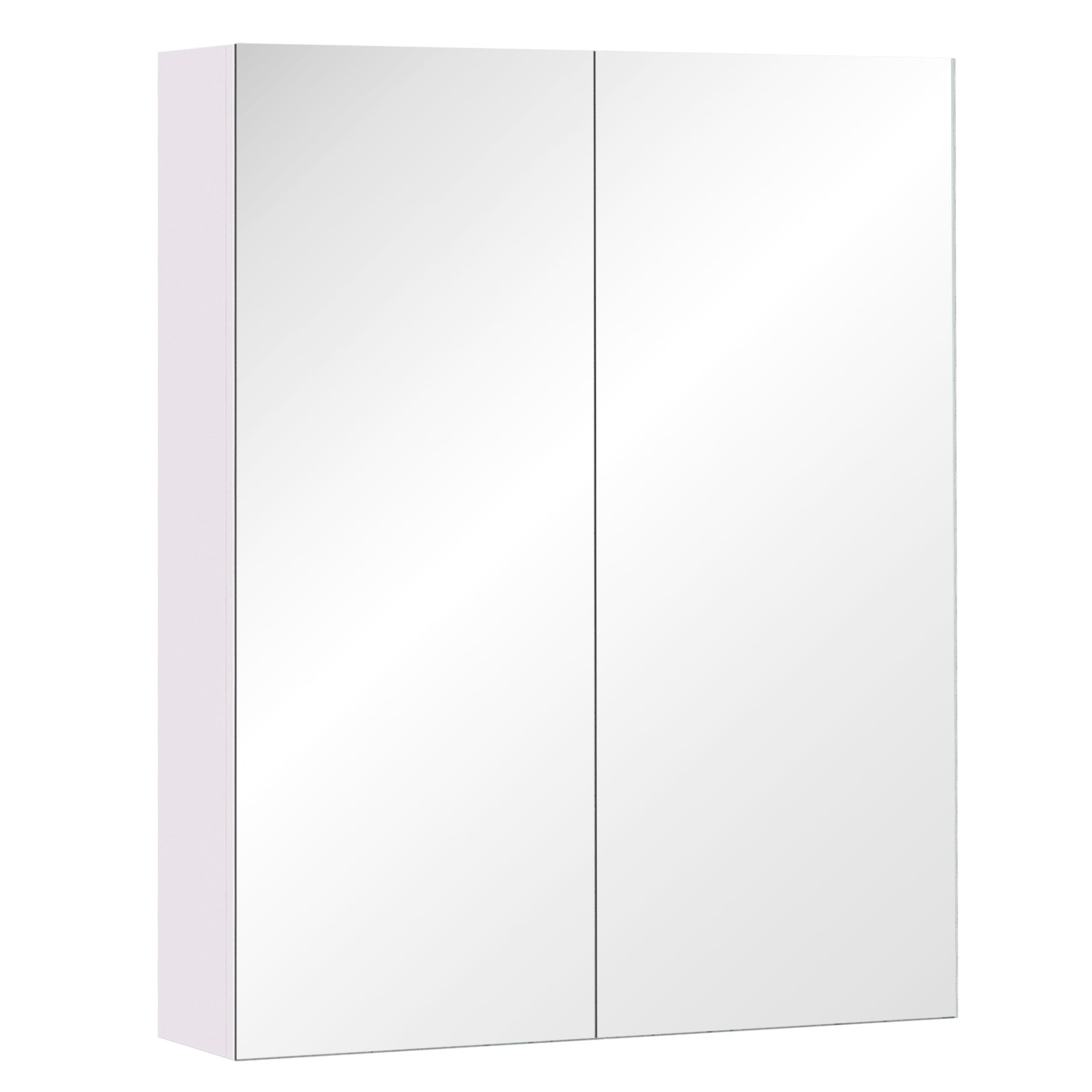 HOMCOM Mirror Cabinet, Wall Mount Bathroom Storage Cabinet with Adjustable Shelf, Double Door Cupboard, 60 x 15 x 75 cm, White 