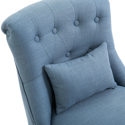 HOMCOM Fabric Single Sofa, Tub Chair, Upholstered Bedroom Chair with Pillow, Solid Wood Leg for Home, Living Room, Dining Room, Set of 2, Blue 