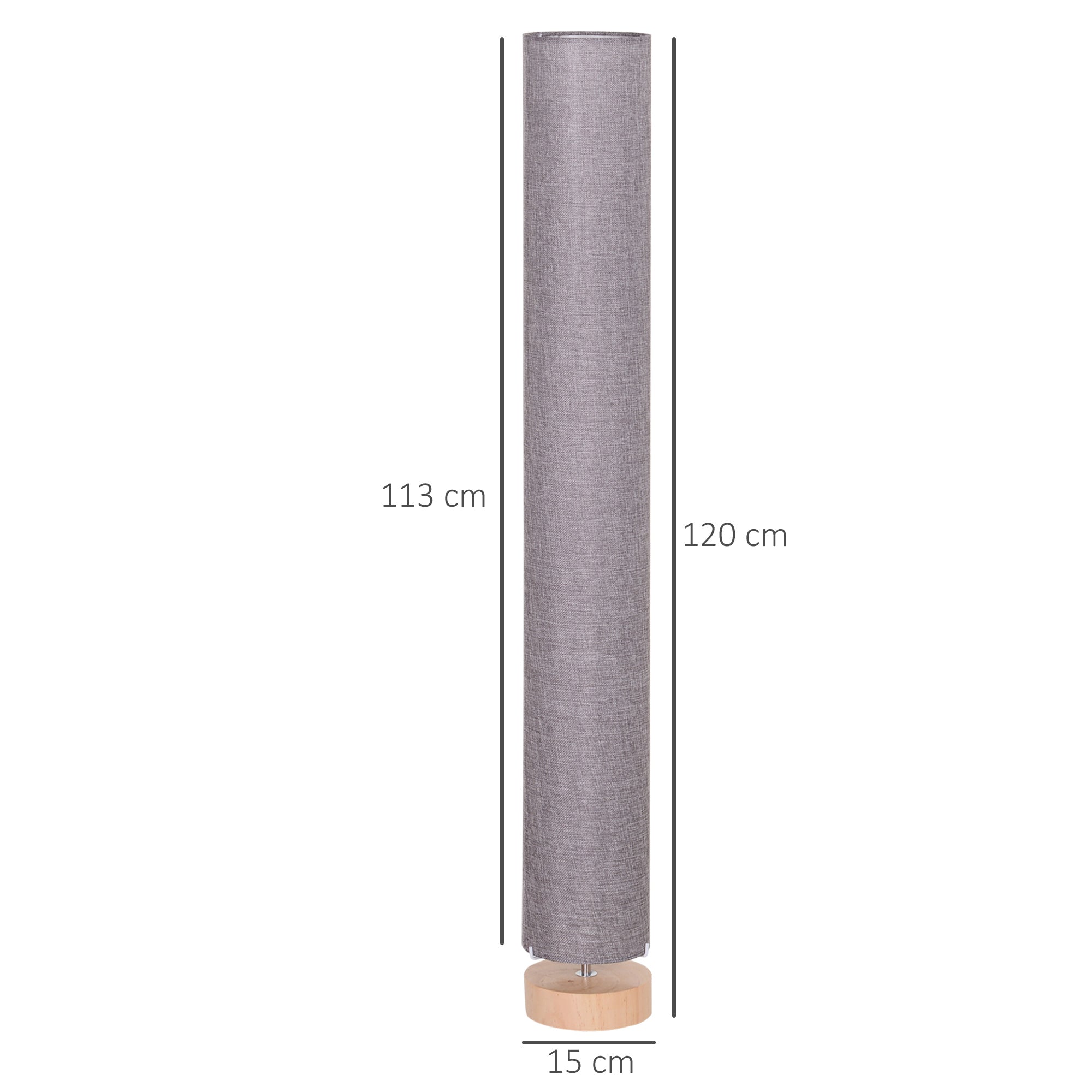 HOMCOM 47-Inch Modern Wooden Floor Lamp for Bedroom, Study or Living Space with Fabric Linen Shade (Grey)  120 CM 