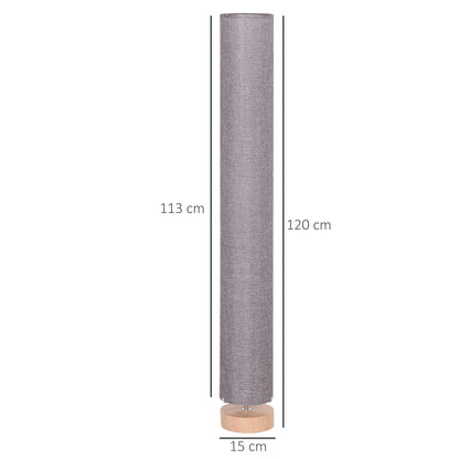 HOMCOM 47-Inch Modern Wooden Floor Lamp for Bedroom, Study or Living Space with Fabric Linen Shade (Grey)  120 CM 