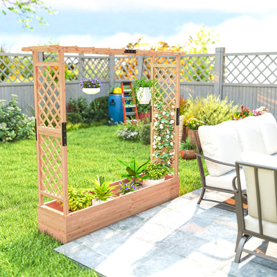 Outsunny Fir Wood 171 x 39 cm Planter and Trellis Garden Bed 