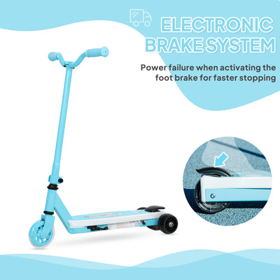 AIYAPLAY Electric Scooter for Kids Ages 4-7, with Auxiliary Rear Wheels, Flashing LED Light and Electric Brake, Kids Electric Scooter for Boys Girls, 6 KM/H & 8 KM, Blue 
