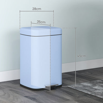 HOMCOM 20L Modern Boxy Metal Home Kitchen Bin - Light Blue 