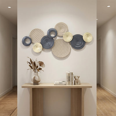 HOMCOM Metal Wall Art, Modern Hanging Wall Decor with Multi-Disc Design for Living Room Bedroom Dining Room 
