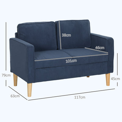 HOMCOM Small Two-Seater Corduroy Sofa - Blue 