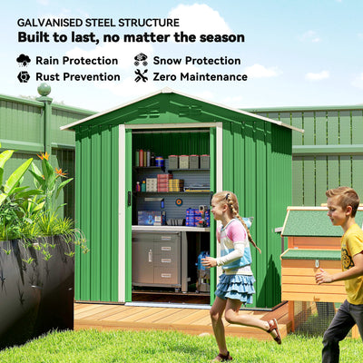 Outsunny 6.5 x 3.5ft Metal Garden Storage Shed - Green 