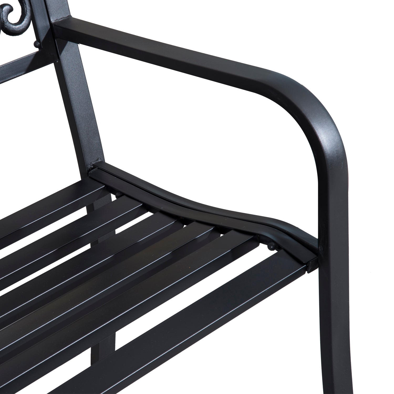 Outsunny 2-Seater Garden Bench, Steel-Black 