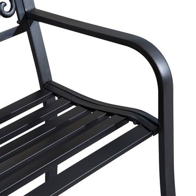 Outsunny 2-Seater Garden Bench, Steel-Black 