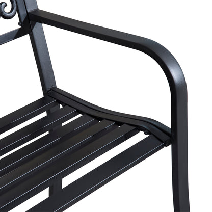 Outsunny 2-Seater Garden Bench, Steel-Black 